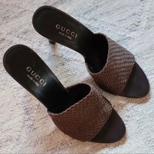 Brown Woven Gucci Heels- great condition!